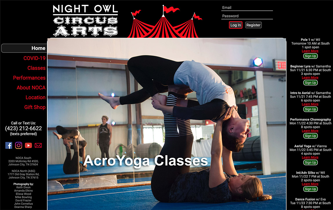 Acro Yoga at Night Owl Circus Arts in Johnson City, Tennessee, USA