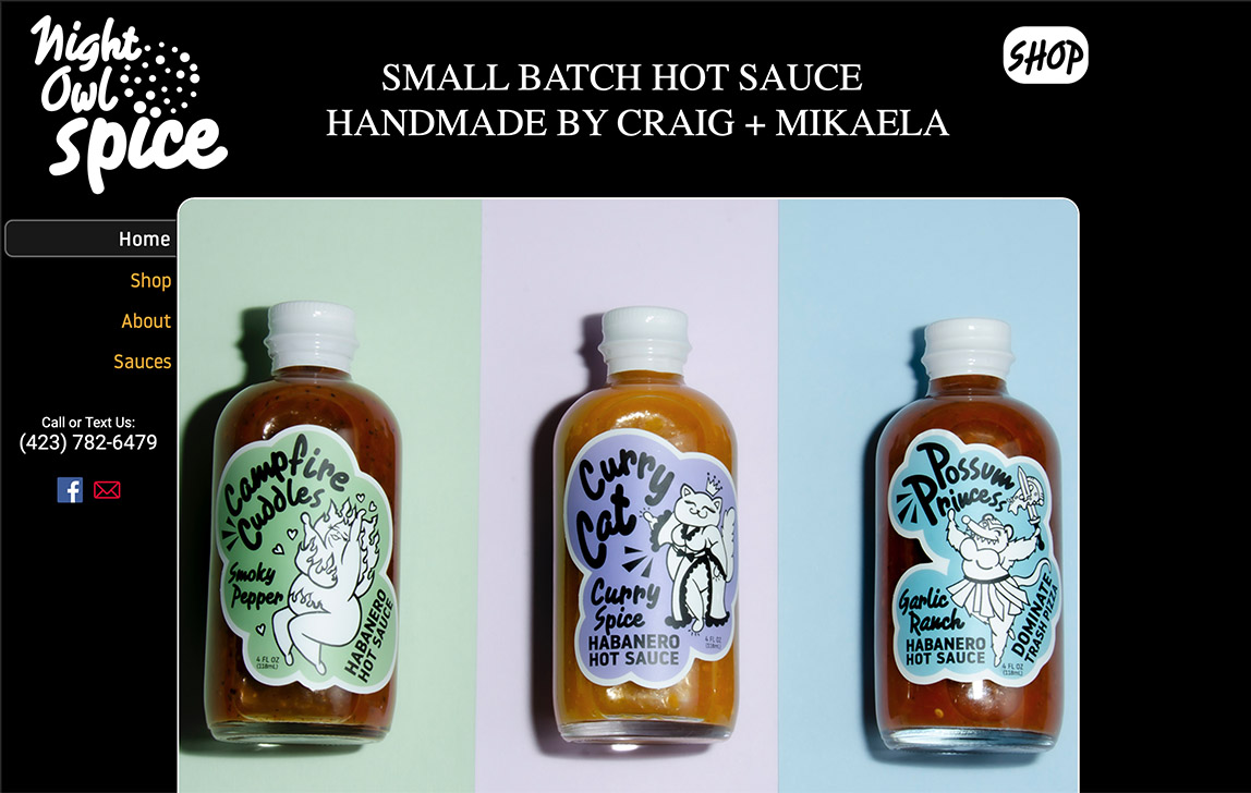 Three Hot sauces from Night Owl Spice in Johnson City, Tennessee, USA