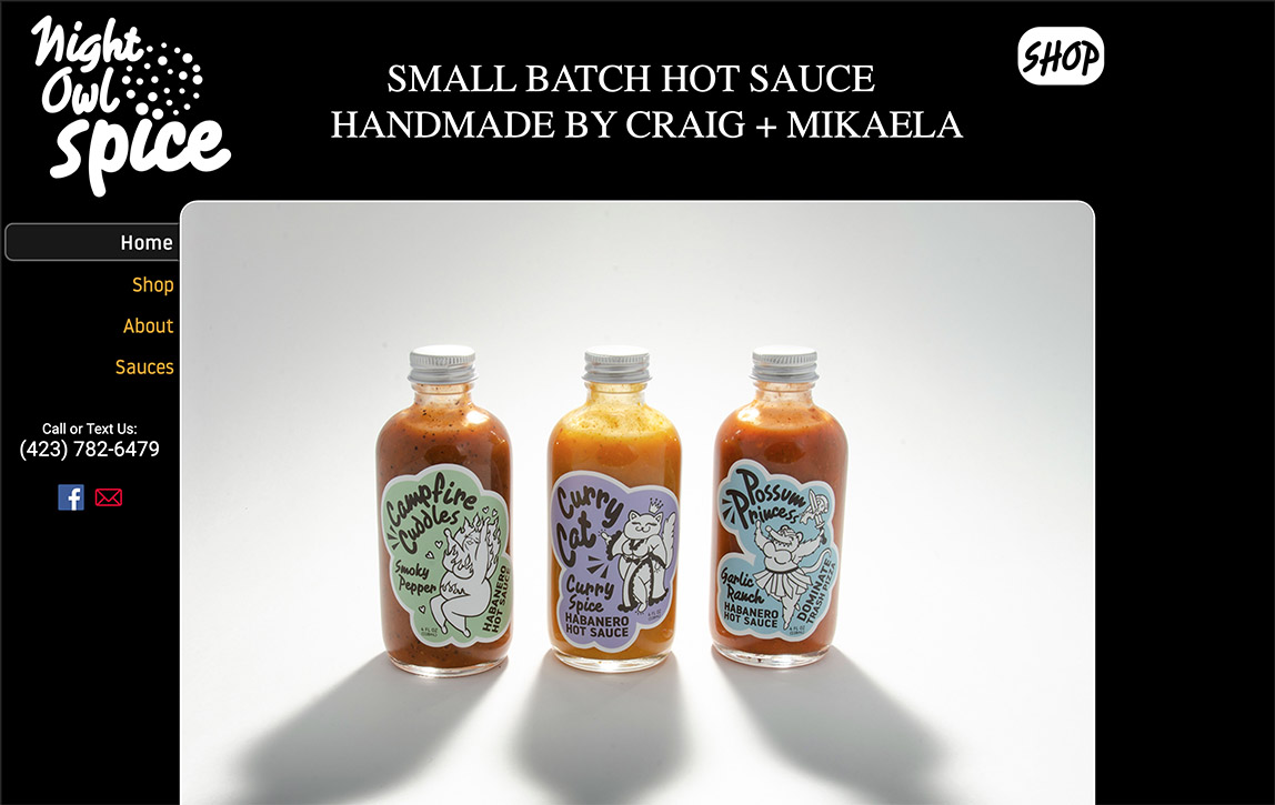 Three hot sauces from Night Owl Spice in Johnson City, Tennessee, USA