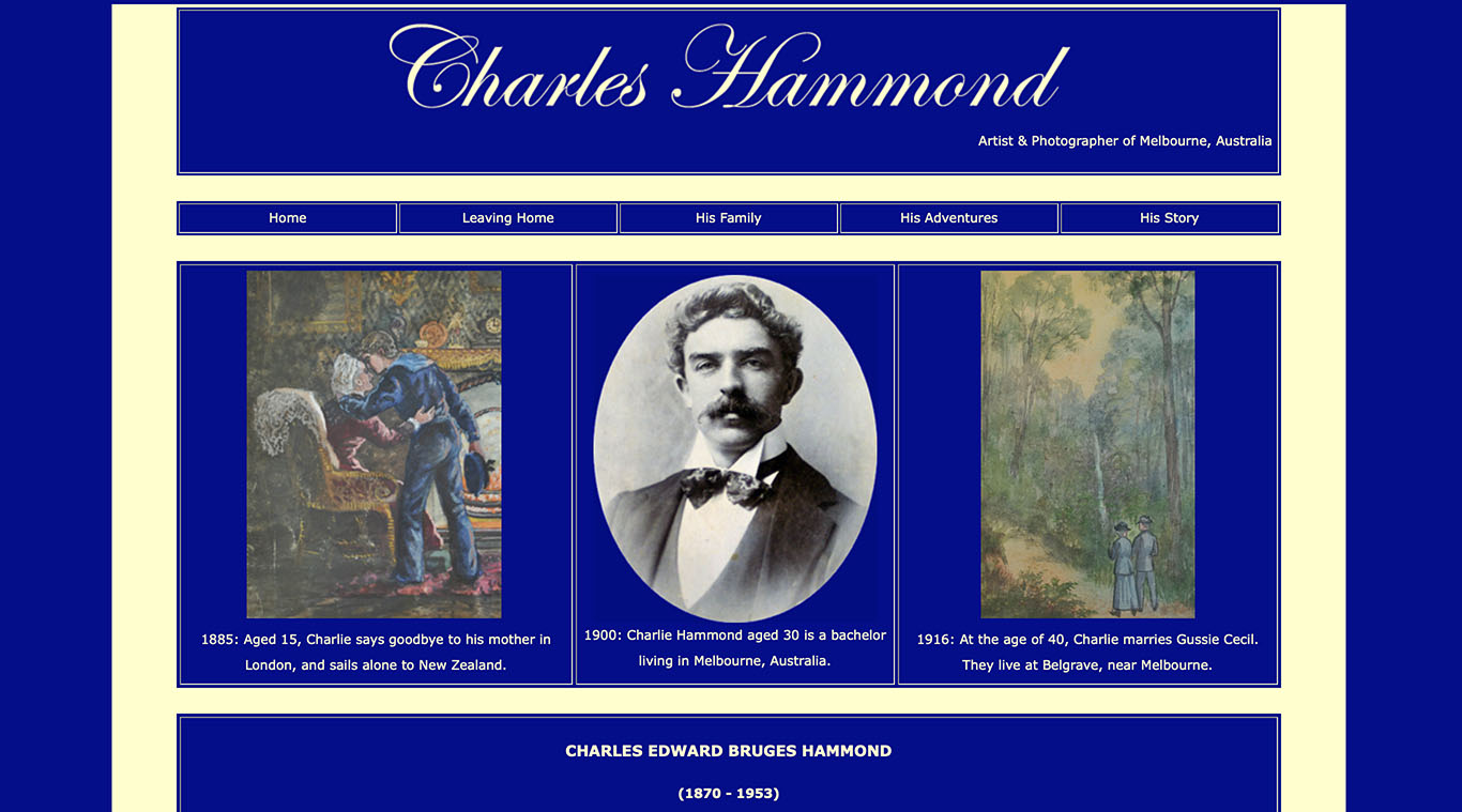 Documentation of the life of Charlie Hammond, artist and traveller including sketches he made during his travels to New Zealand and Australia.