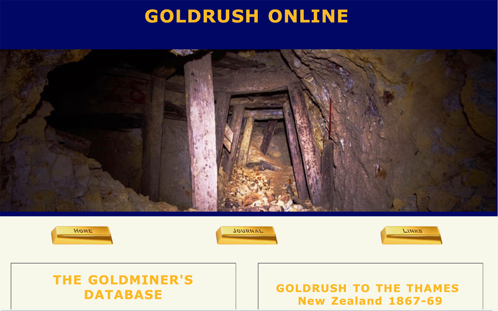 Goldrush online about goldrushes around the world with a focus on New Zealand